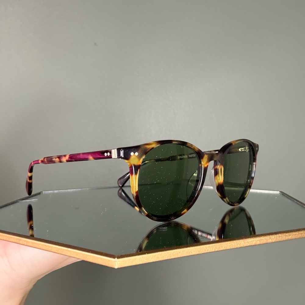 Oliver Peoples Tortoise Shell Sunglasses with Green Lenses